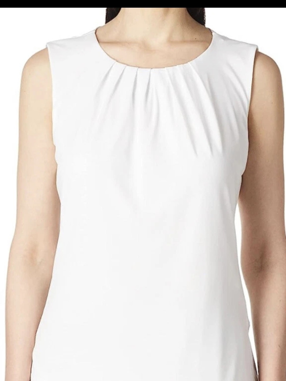 Calvin Klein White Scoop Neck Pleated Front Camisole